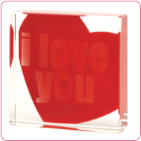 I Love You Glass Cube